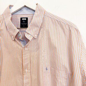 Tailorbyrd Men's Striped Button Up Dress Shirt Orange Blue Size XXL